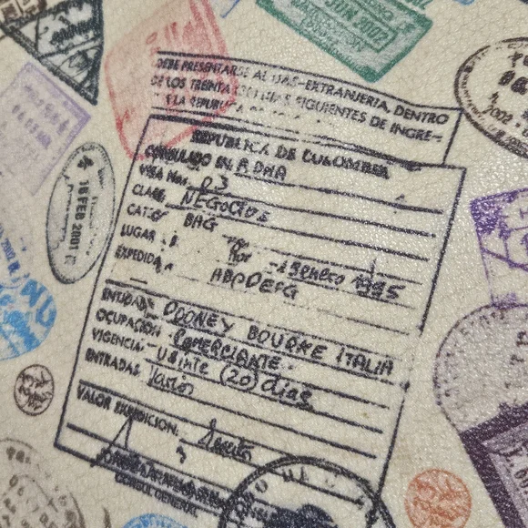 Dooney & Bourke Multicolor Travel Stamp Tote - Picture 5 of 8